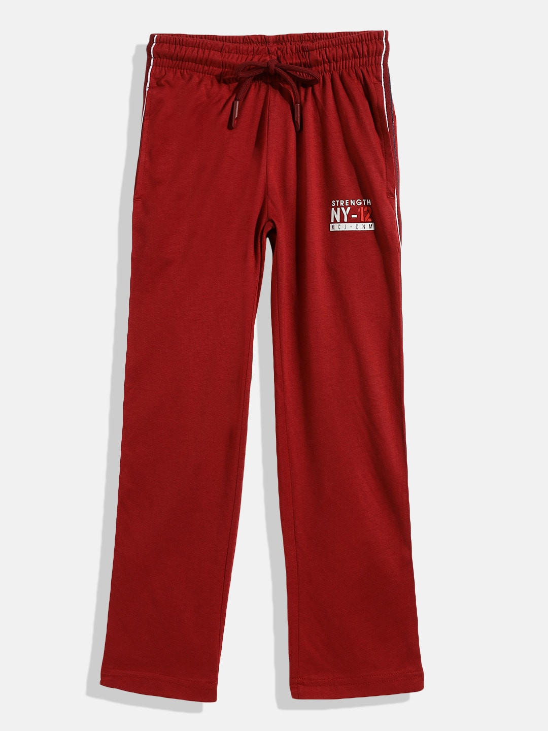 

Monte Carlo Boys Maroon Solid Cotton Track Pants