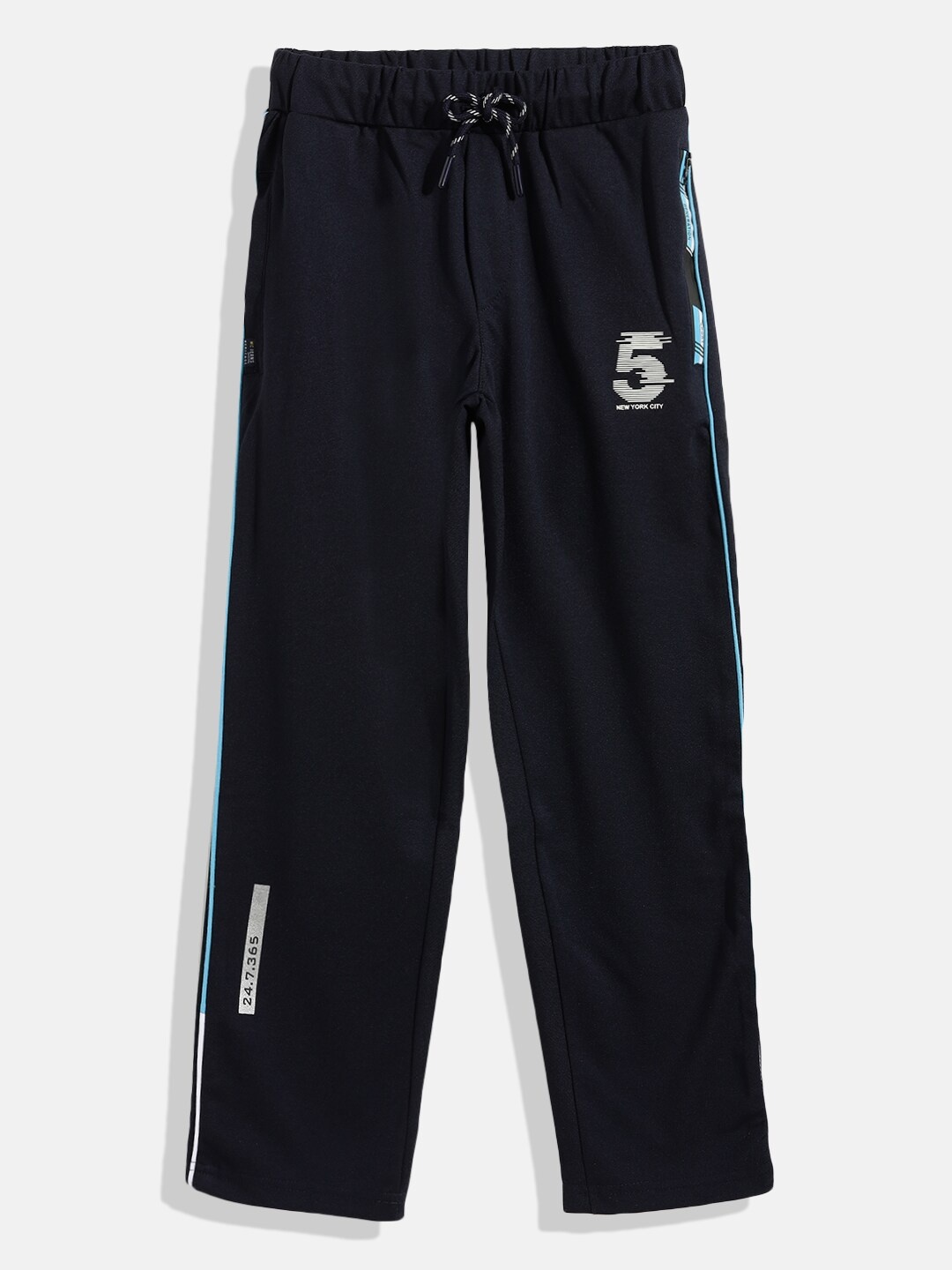 

Monte Carlo Boys Navy Blue Solid Cotton Track Pants