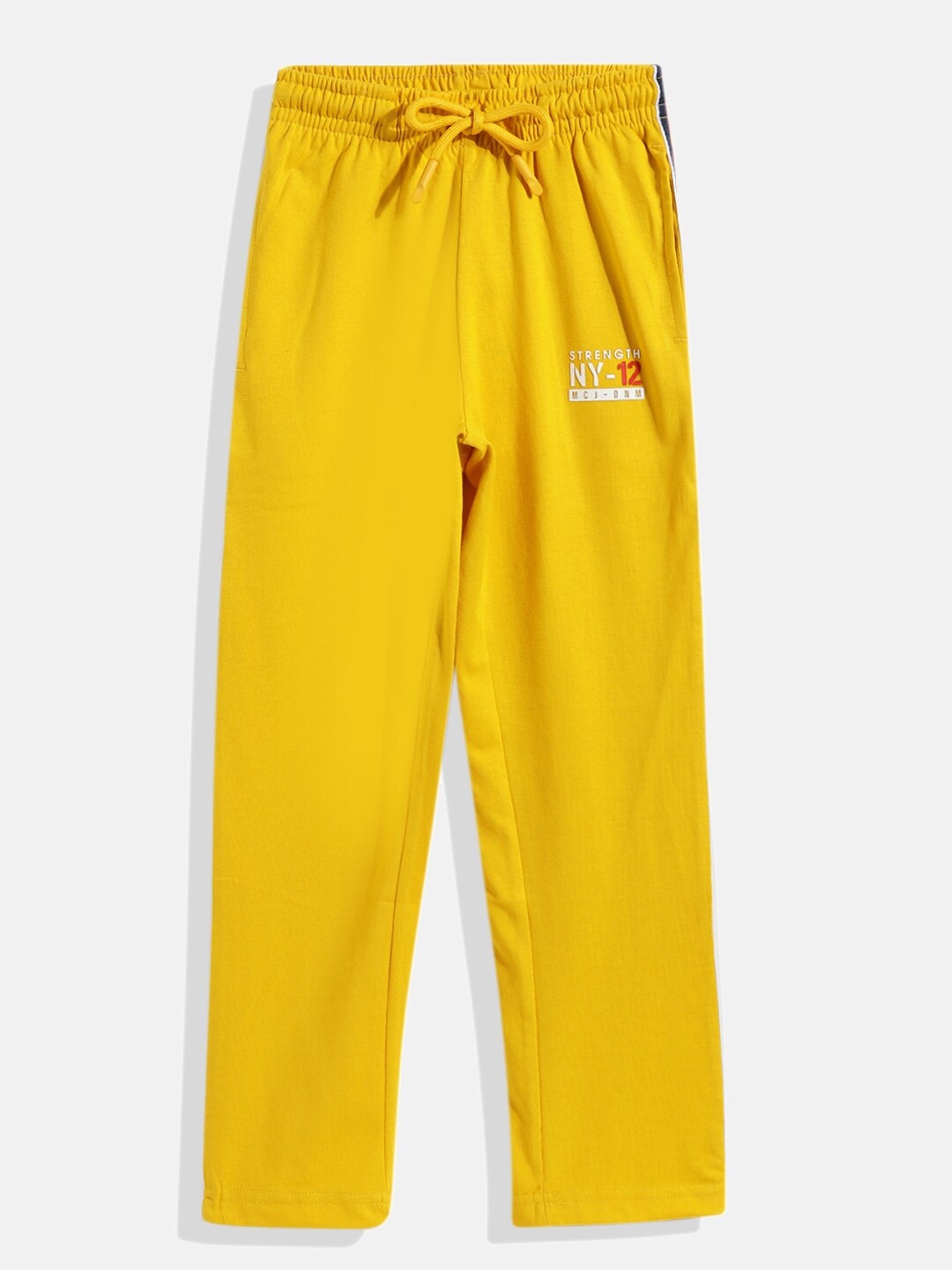 

Monte Carlo Boys Mustard Yellow Printed Detail Track Pants with Side Stripes