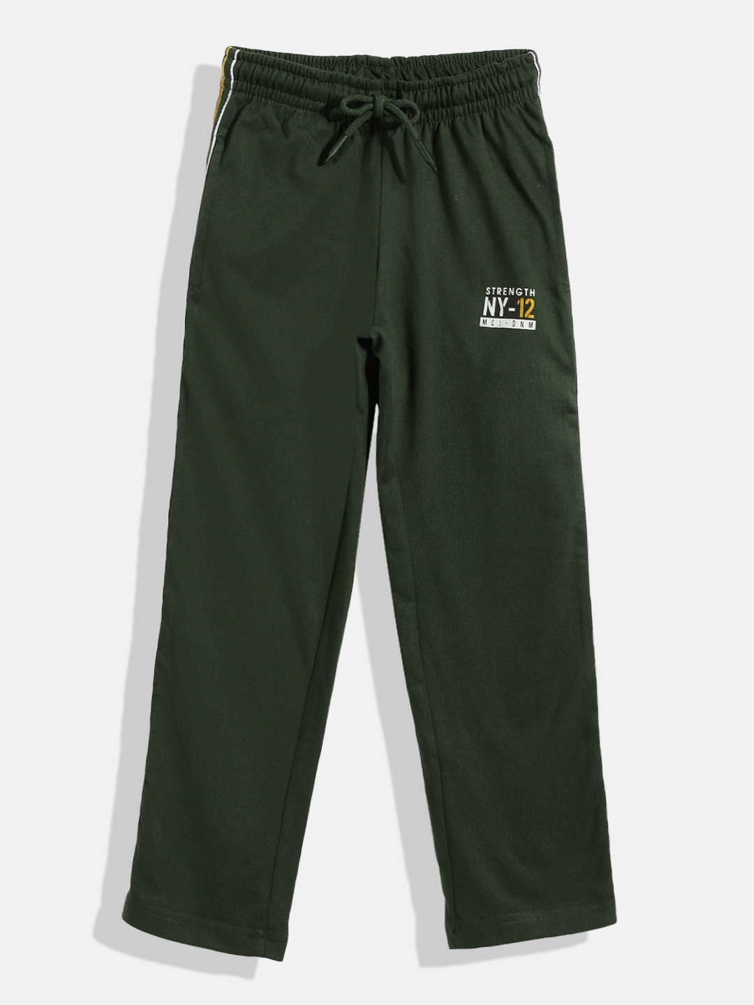 

Monte Carlo Boys Olive Green Printed Detail Track Pants with Side Stripes