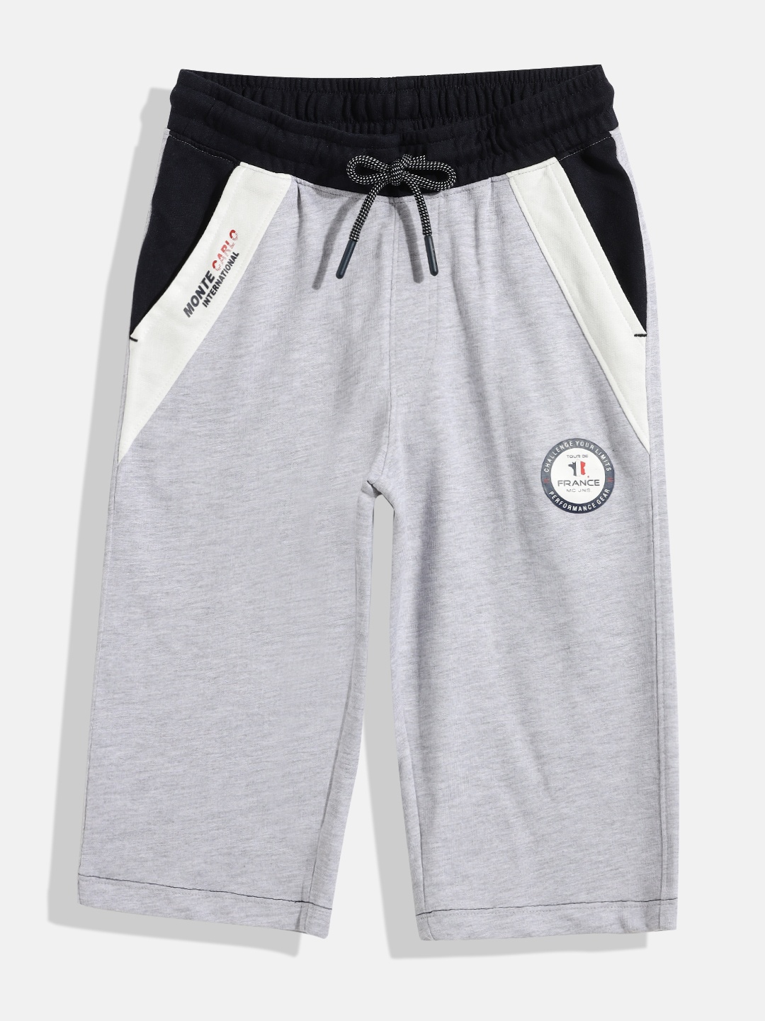 

Monte Carlo Boys Grey Melange Solid Three-Fourth Cotton Regular Shorts