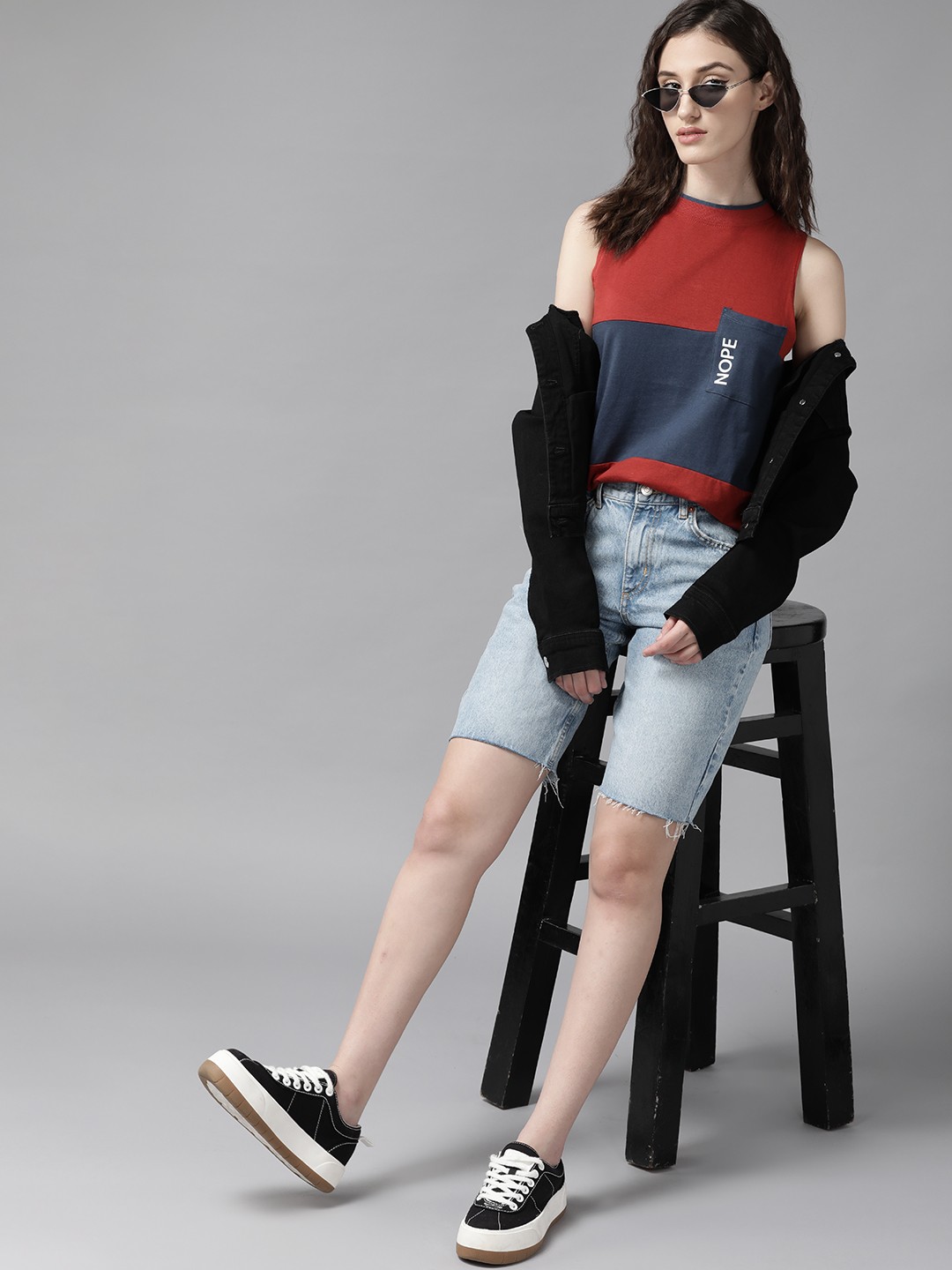 

The Roadster Lifestyle Co. Women Rust Orange & Navy Blue Pure Cotton Striped T-shirt