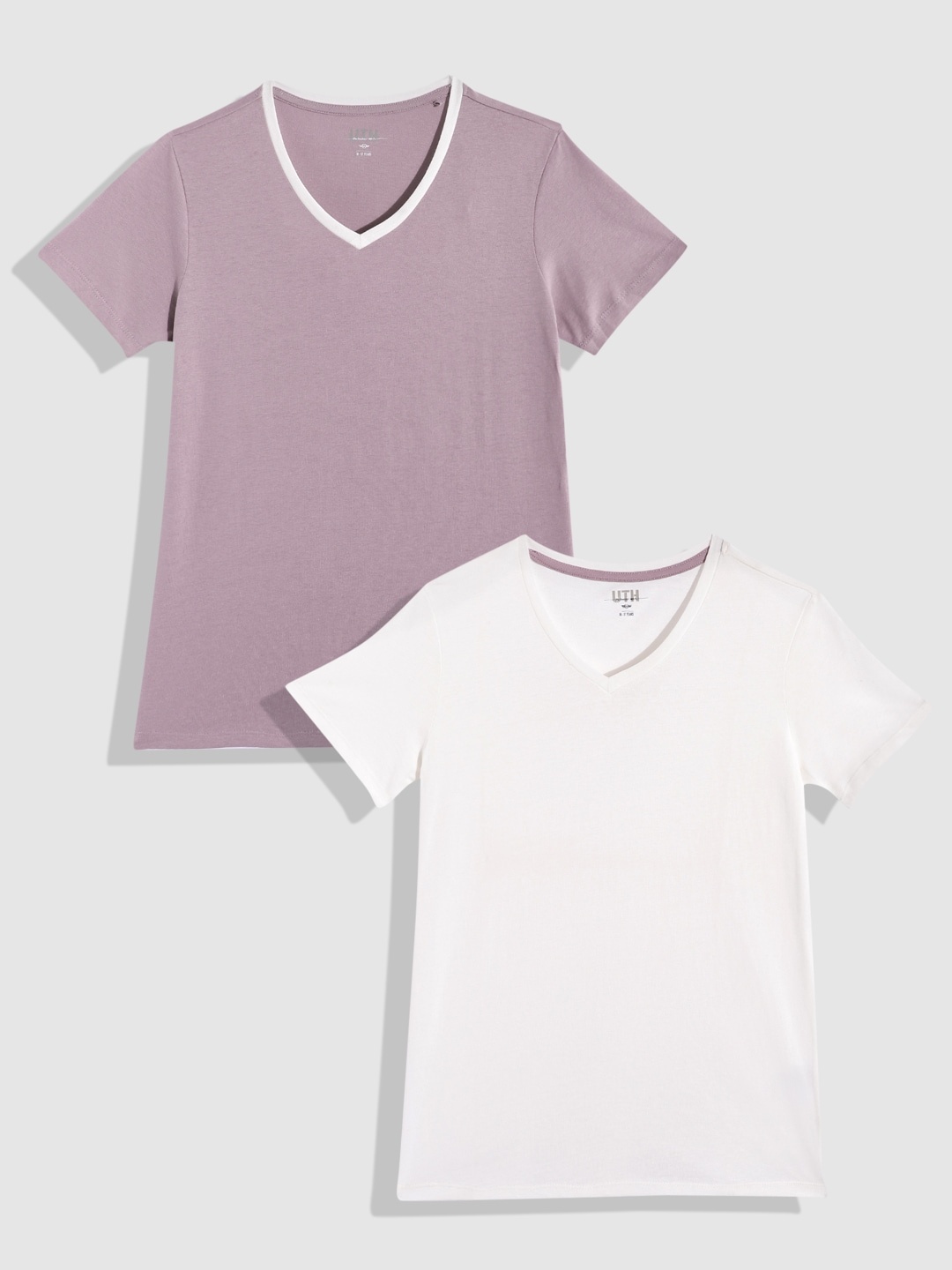 

UTH by Roadster Teen Girls Pack of 2 Pure Cotton T-shirts, Mauve