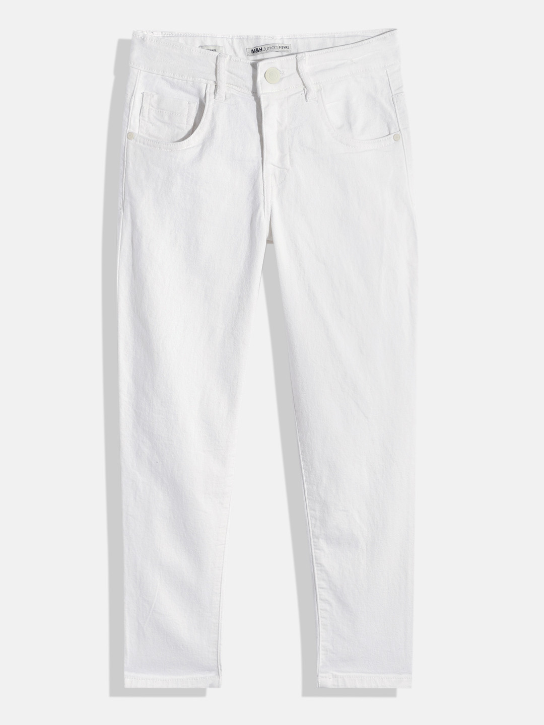 

M&H Juniors Girls Straight Fit Clean Look Stretchable Jeans, White
