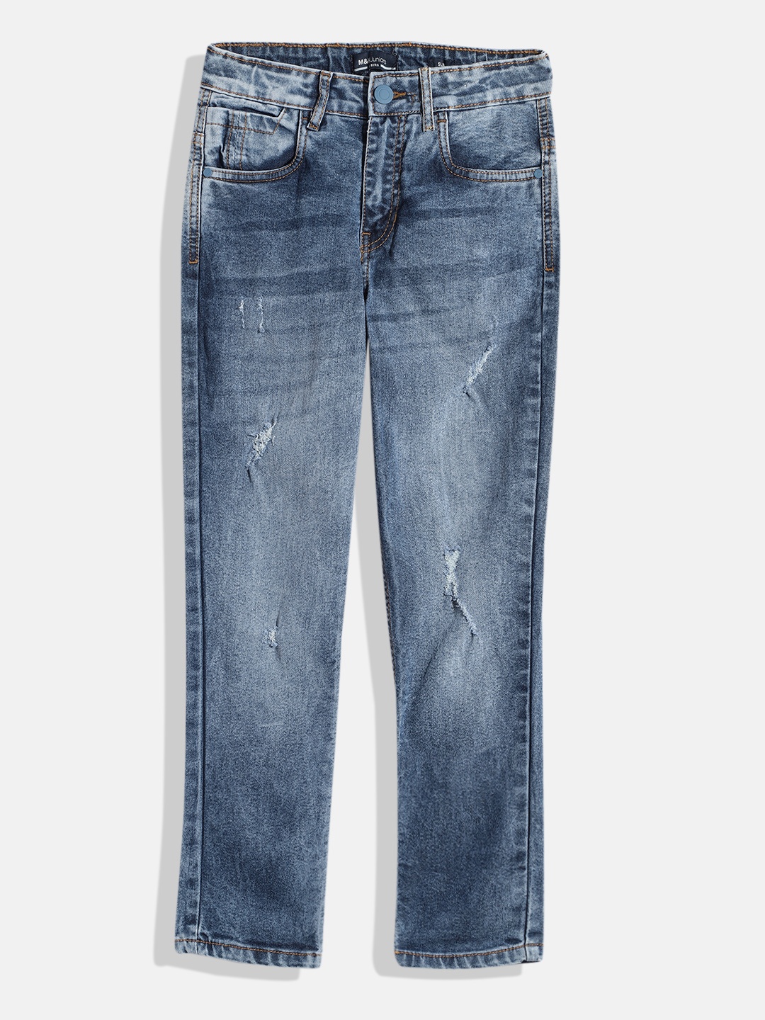 

M&H Juniors Boys Slim Fit Mildly Distressed Stretchable Jeans, Blue