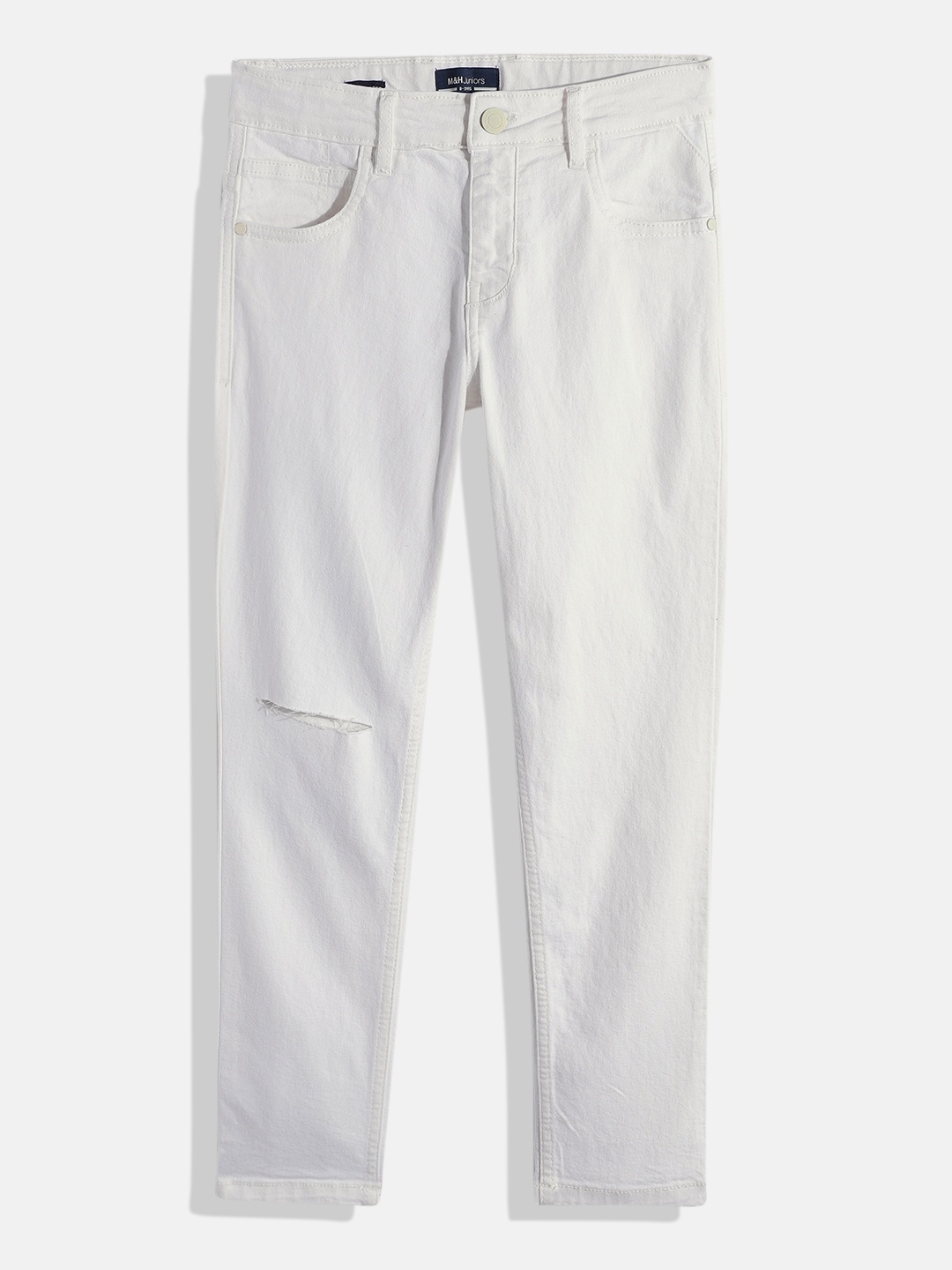 

M&H Juniors Boys Slim Fit Clean Look Stretchable Jeans, White