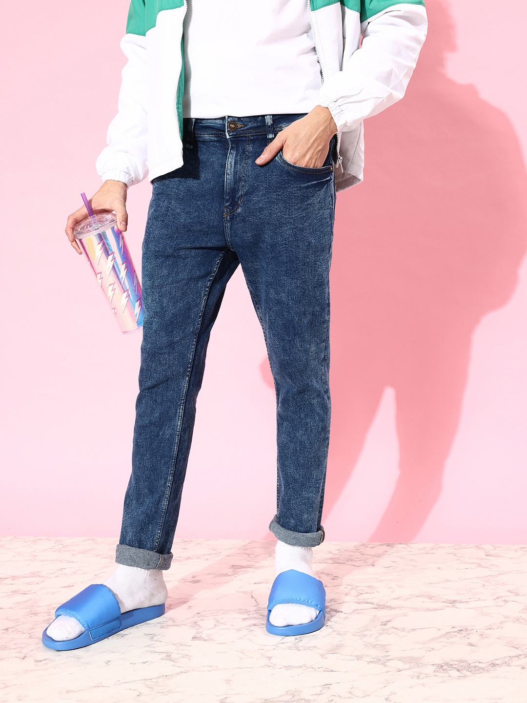 

Roadster Men Blue Skinny Fit Acid Wash Stretchable Jeans