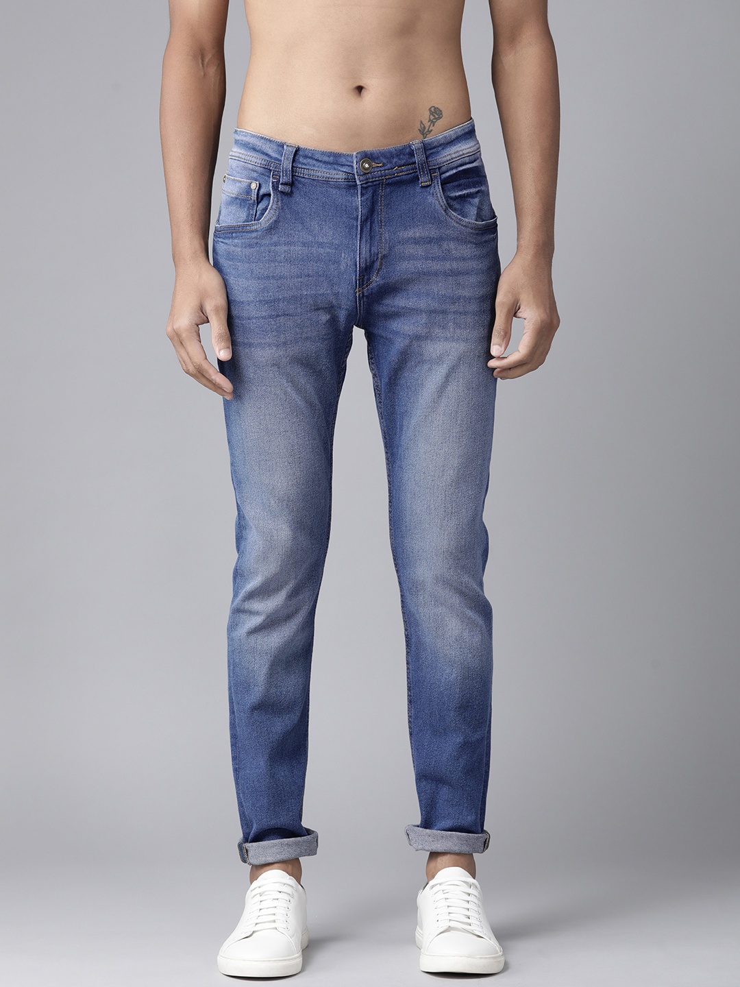 

Roadster Men Navy Blue Tapered Fit Light Fade Stretchable Jeans
