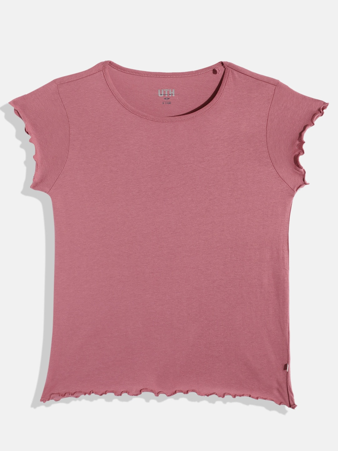 

UTH by Roadster Teen Girls Pure Cotton T-shirt, Mauve