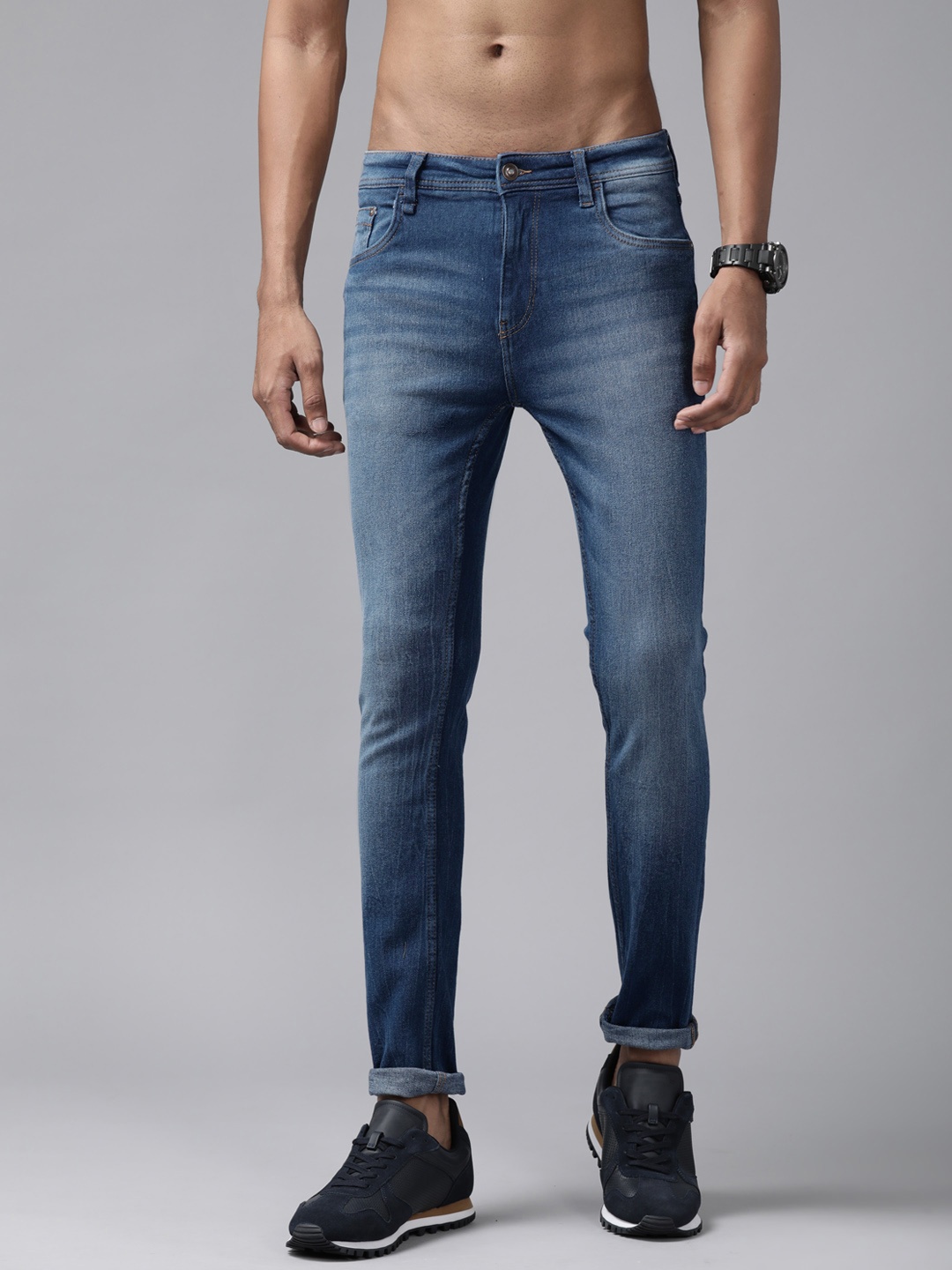

Roadster The Lifestyle Co. Men Skinny Fit Light Fade Stretchable Jeans, Navy blue
