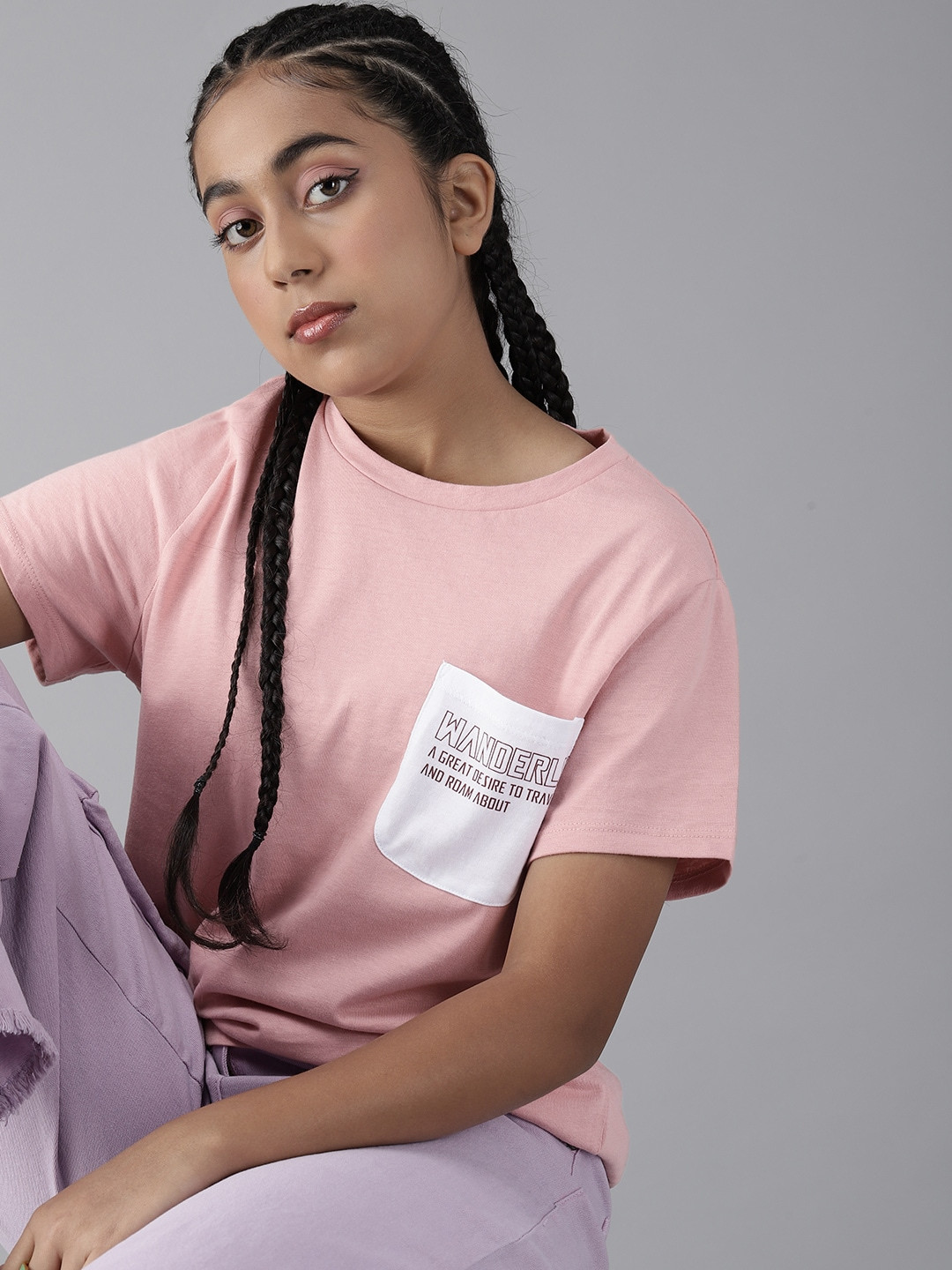 

UTH by Roadster Girls Pure Cotton Typography Print T-shirt, Peach