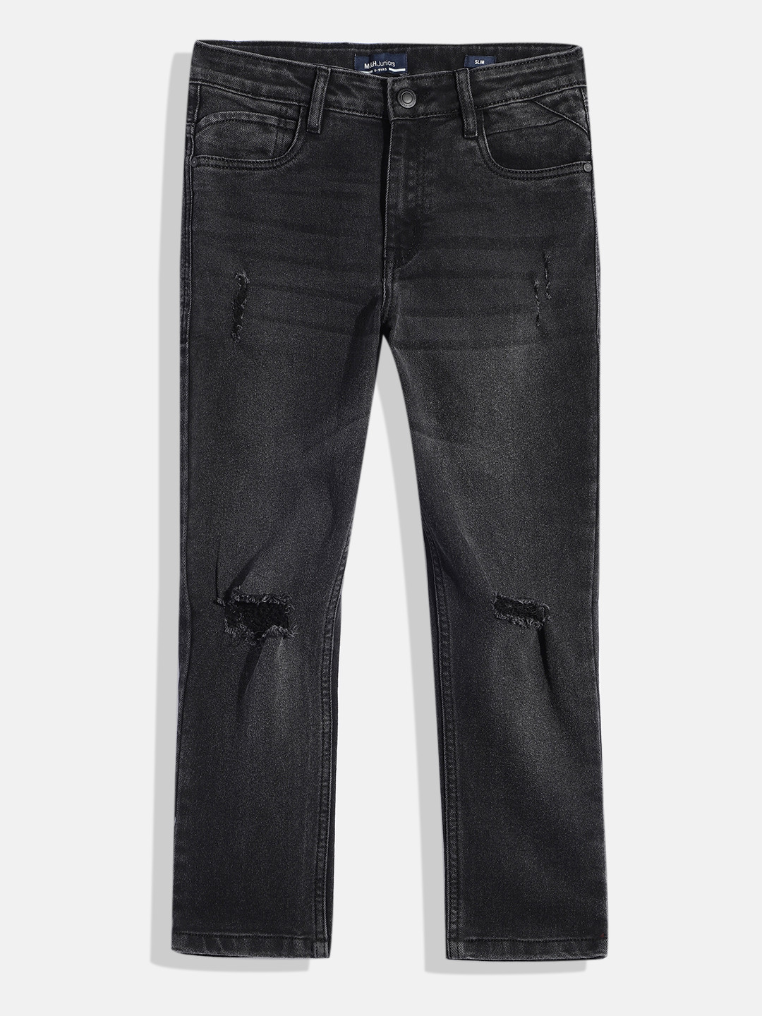 

M&H Juniors Boys Slim Fit Mildly Distressed Stretchable Jeans, Black