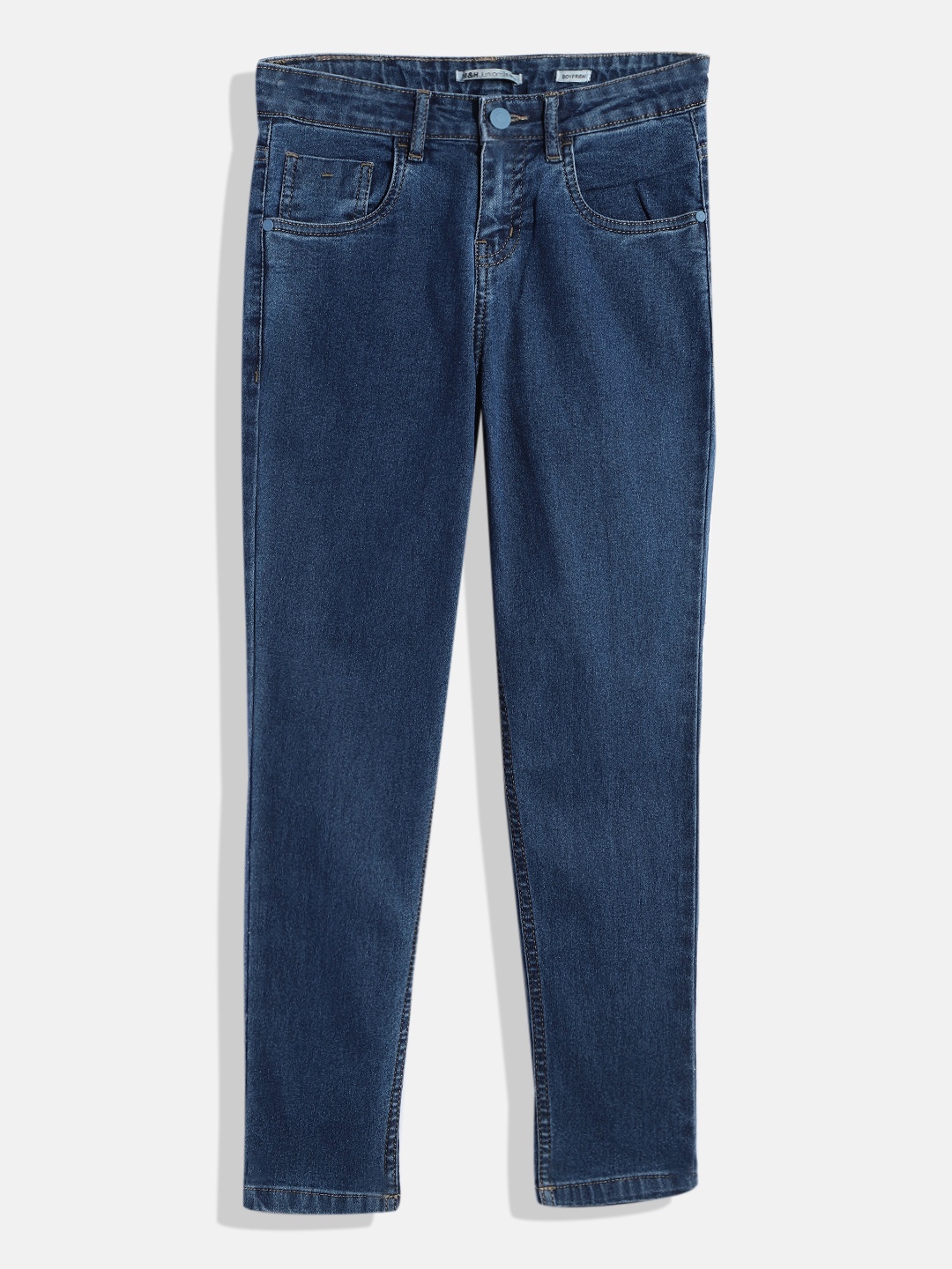 

M&H Juniors Girls Boyfriend Fit Clean Look Stretchable Jeans, Blue