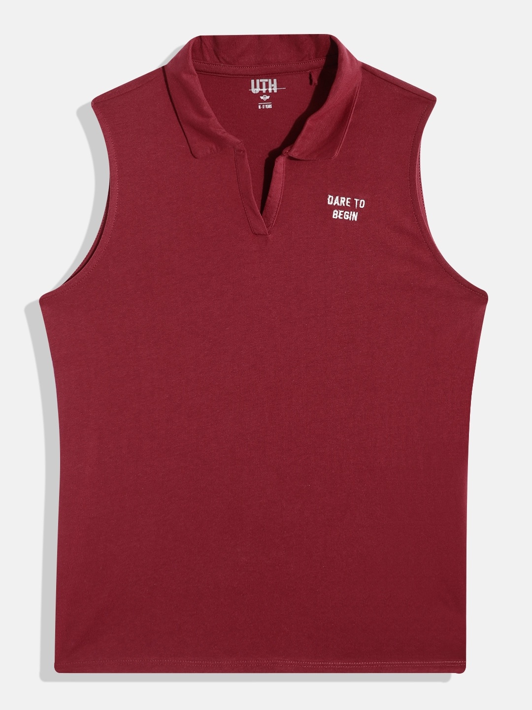 

UTH by Roadster Teen Girls Pure Cotton T-shirt With Applique Detail, Maroon