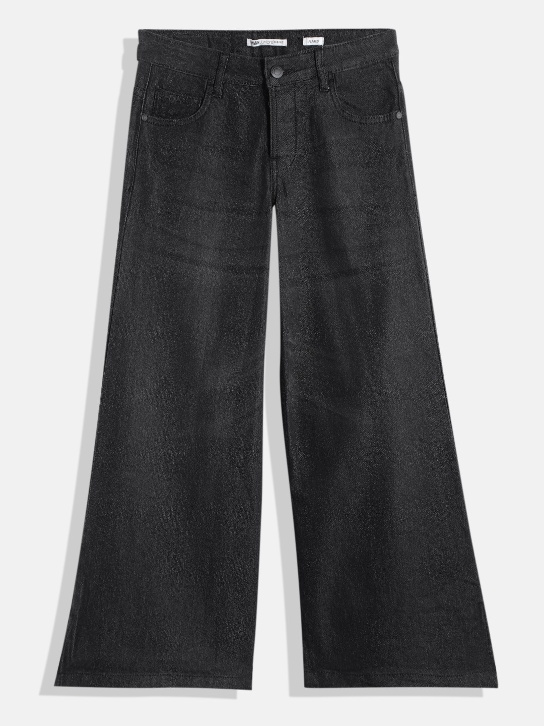 

M&H Juniors Girls Flared Clean Look Stretchable Jeans, Black