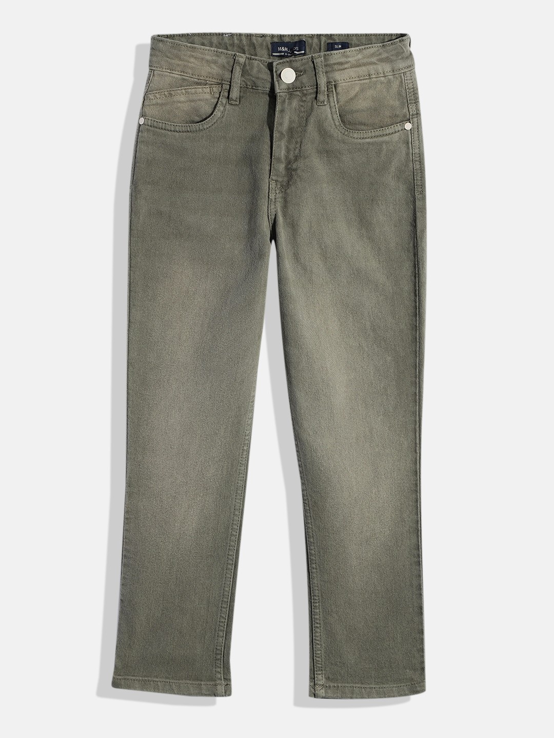 

M&H Juniors Boys Slim Fit Clean Look Stretchable Jeans, Olive