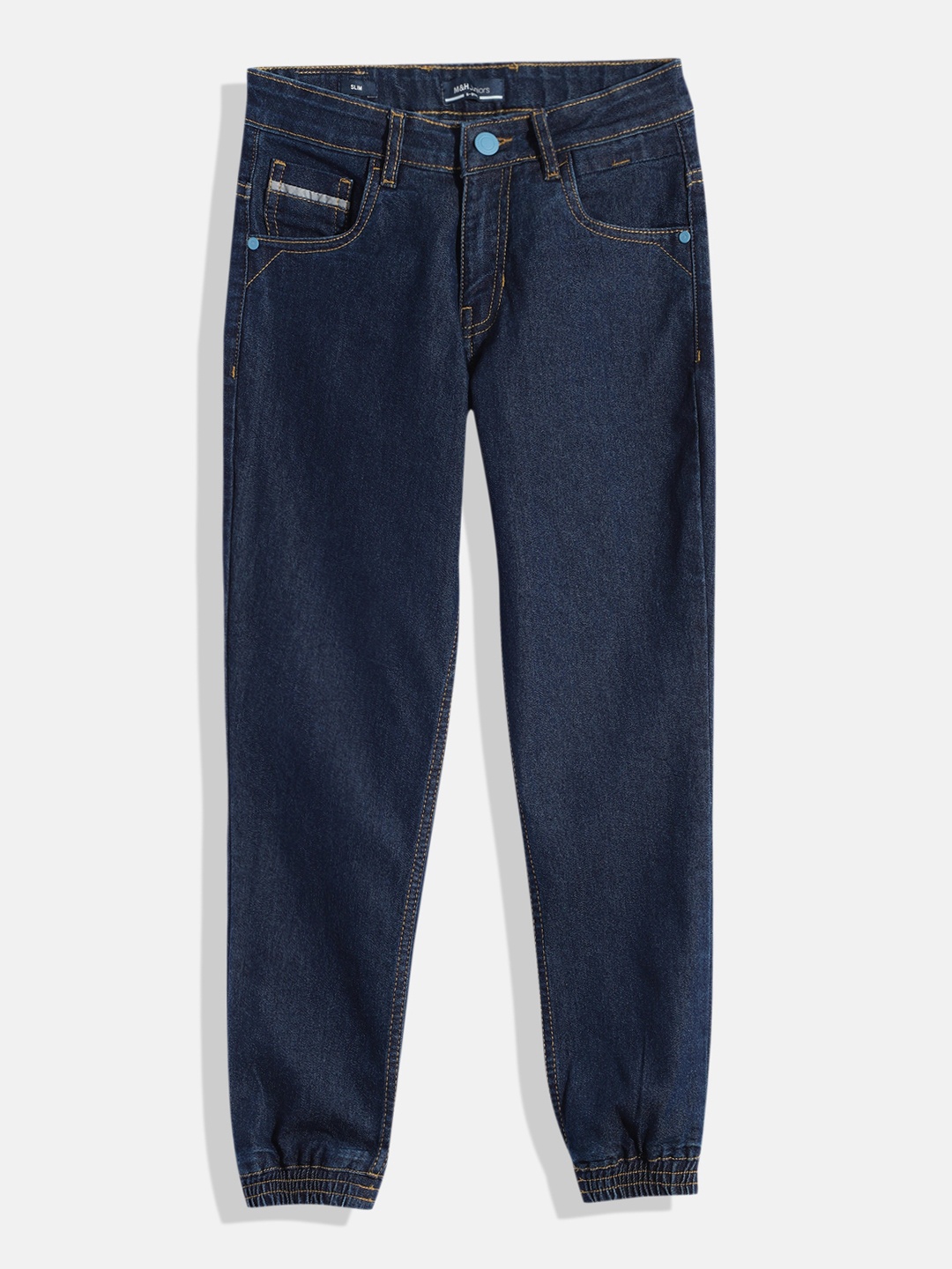 

M&H Juniors Boys Slim Fit Clean Look Stretchable Jogger Jeans, Navy blue
