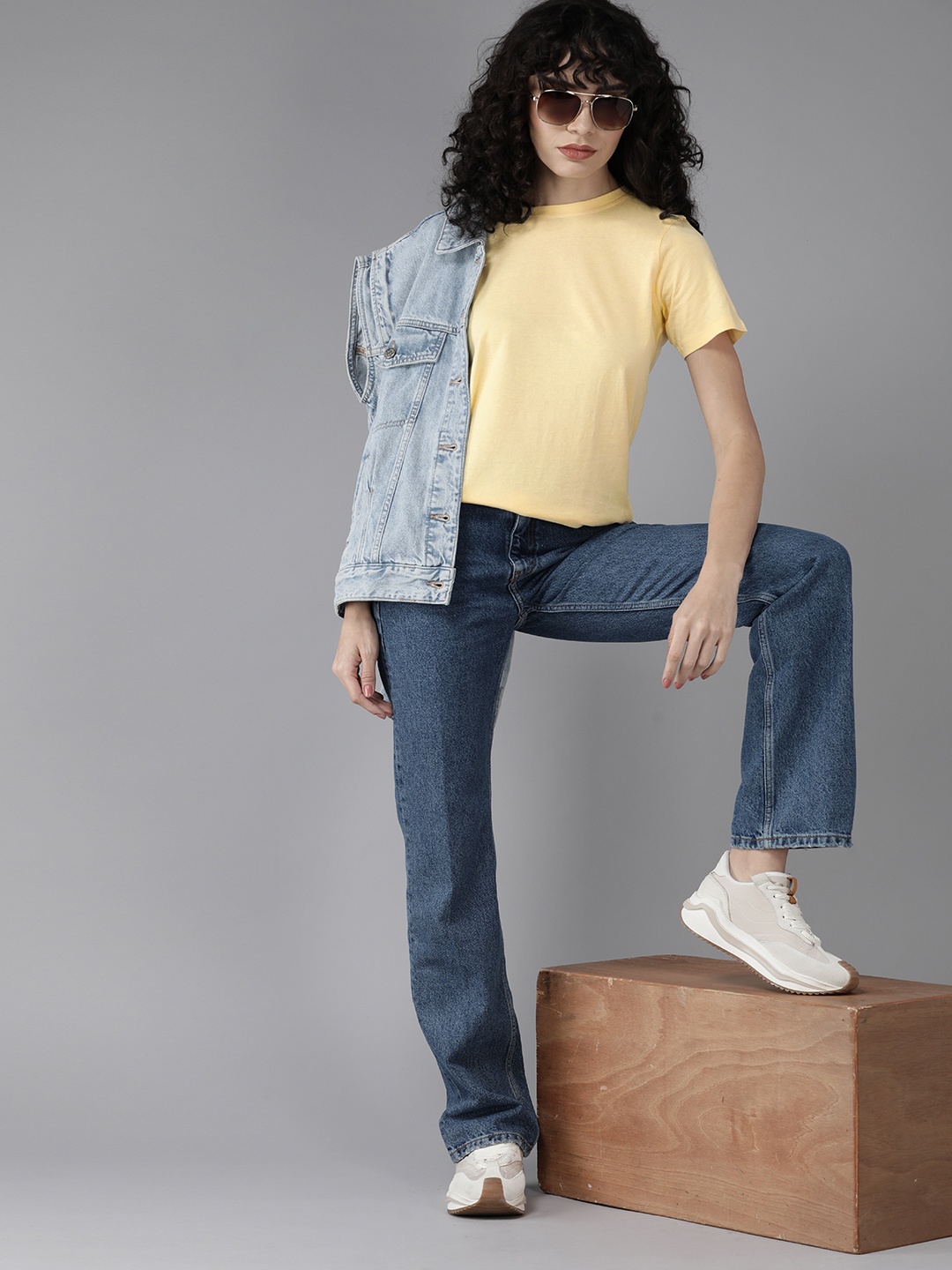 

The Roadster Lifestyle Co. Women Yellow Pure Cotton T-shirt