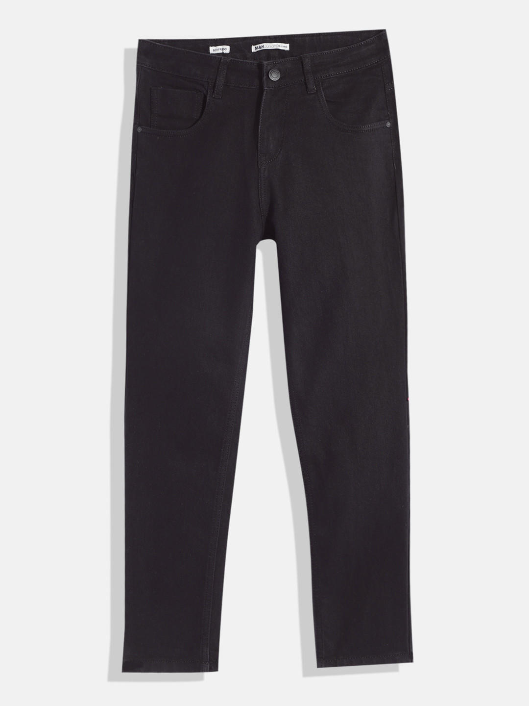 

M&H Juniors Girls Black Boyfriend Fit Clean Look Stretchable Jeans