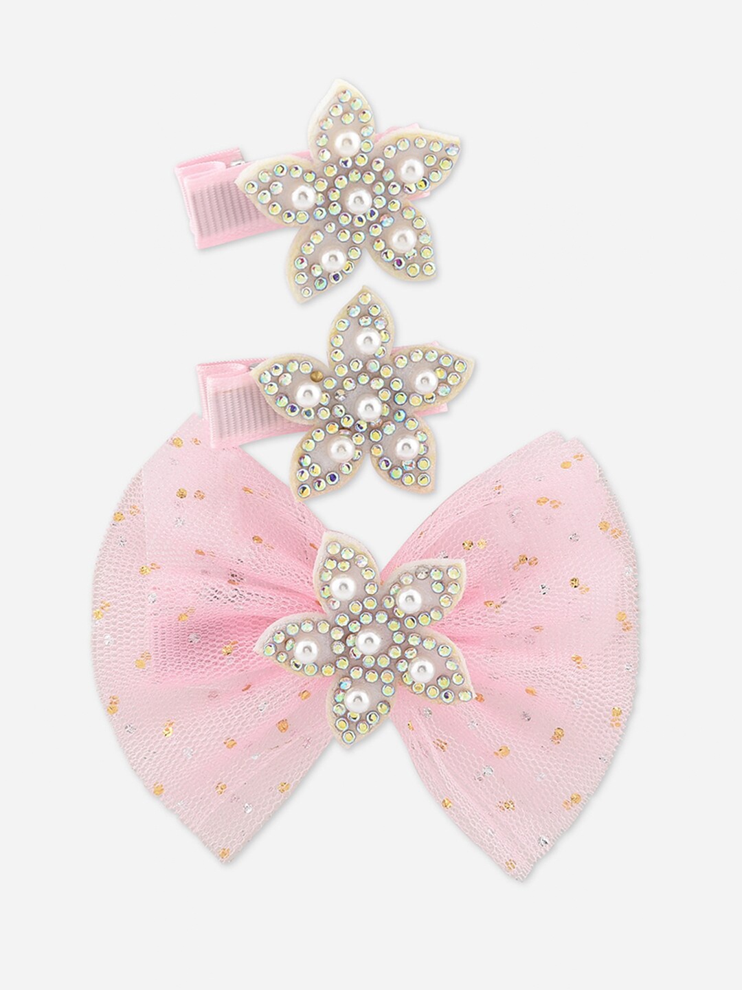 

Toniq Kids Girls Set of 3 Pink & Gold-Toned Alligator Hair Clip