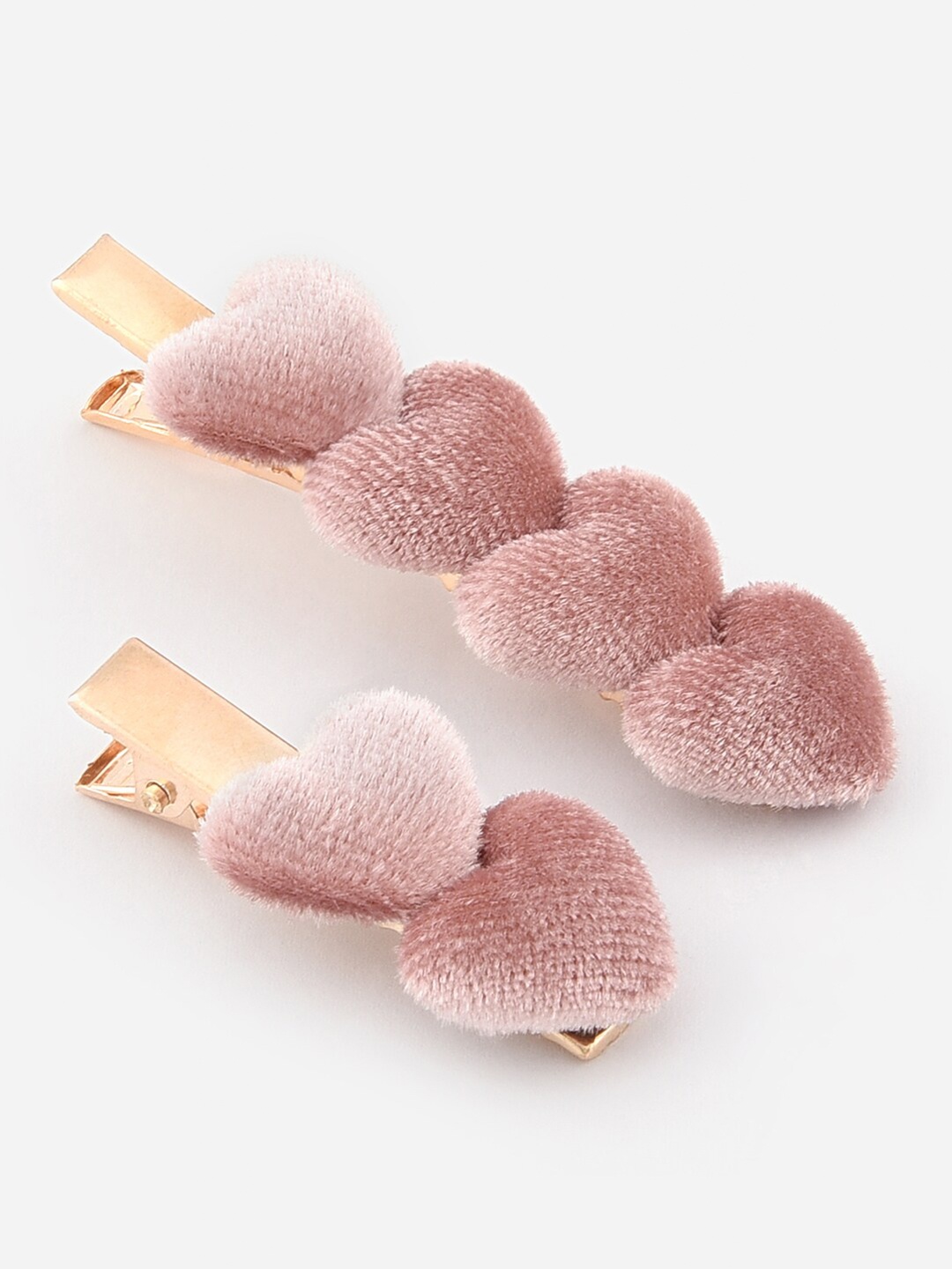 

Toniq Kids Girls Pink & Gold-Toned Set of 2 Heart Shape Fur Alligator Hair Clip