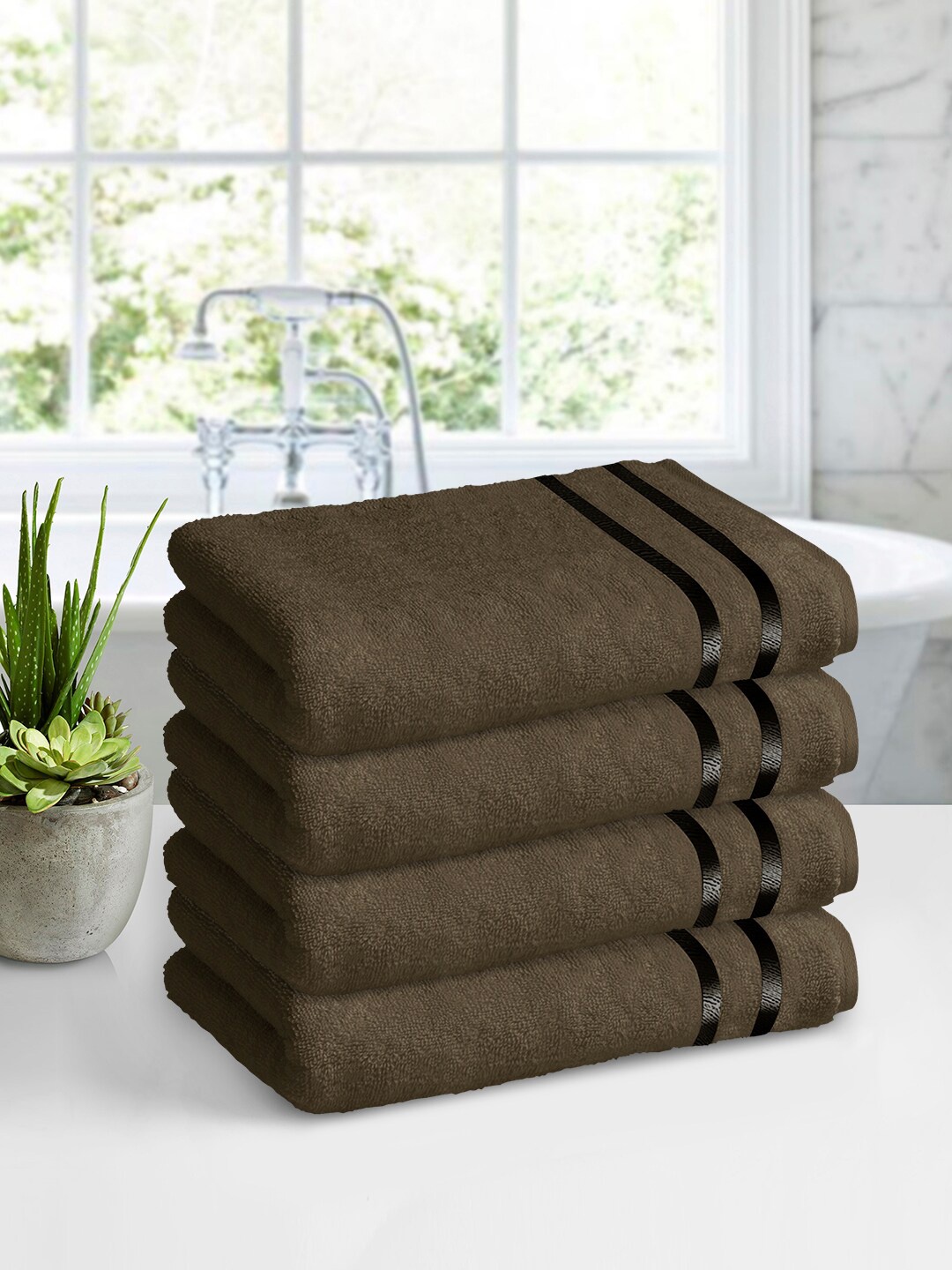 

Story@home Brown Set of 4 Solid 450 GSM Bath Towels