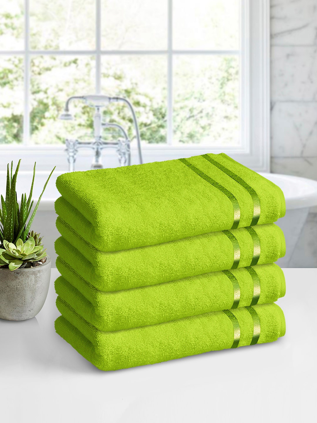 

Story@home Set of 4 Green 450GSM Pure Cotton Bath Towels