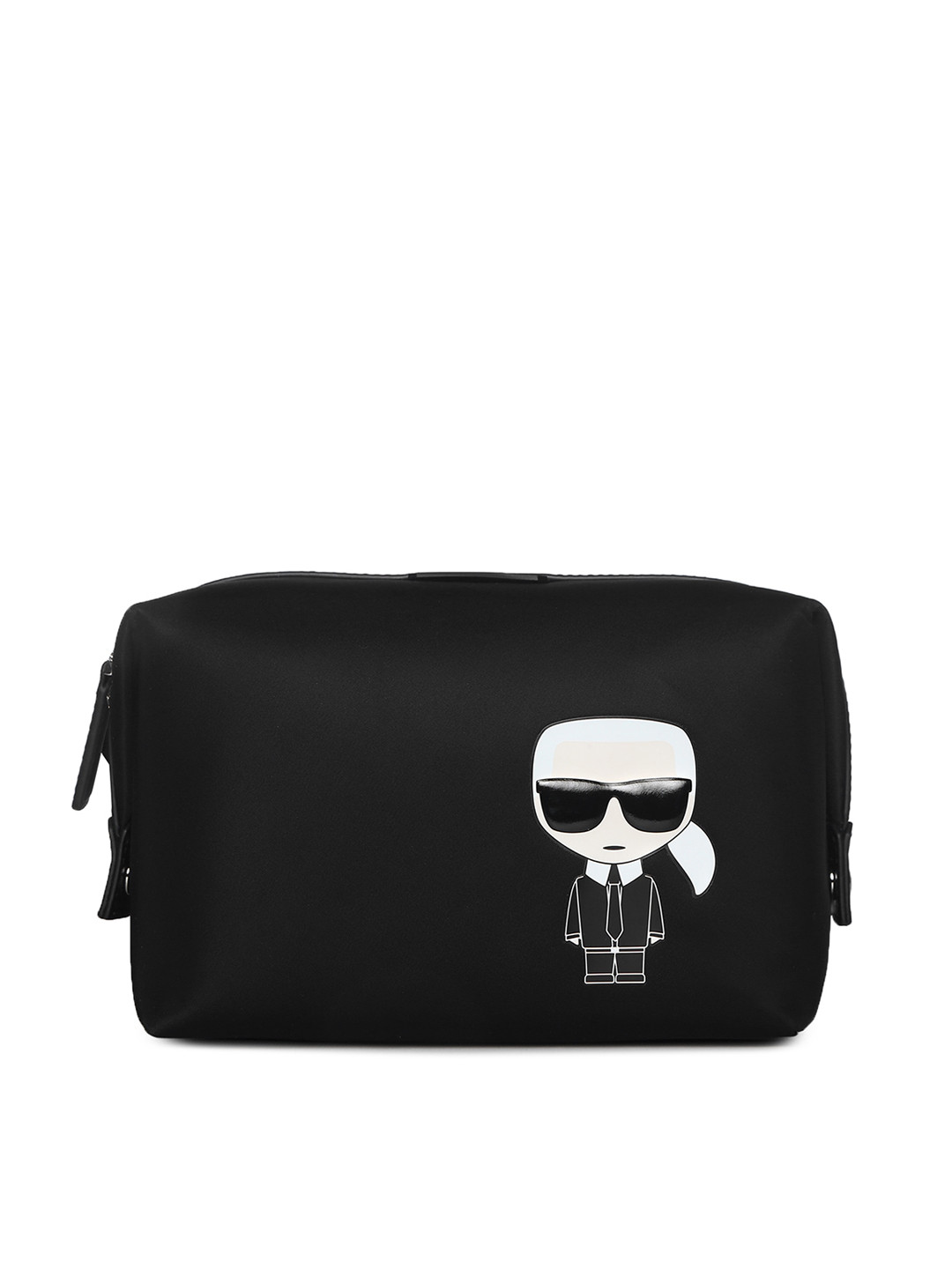 

LAGERFELD Black Leather Structured Satchel