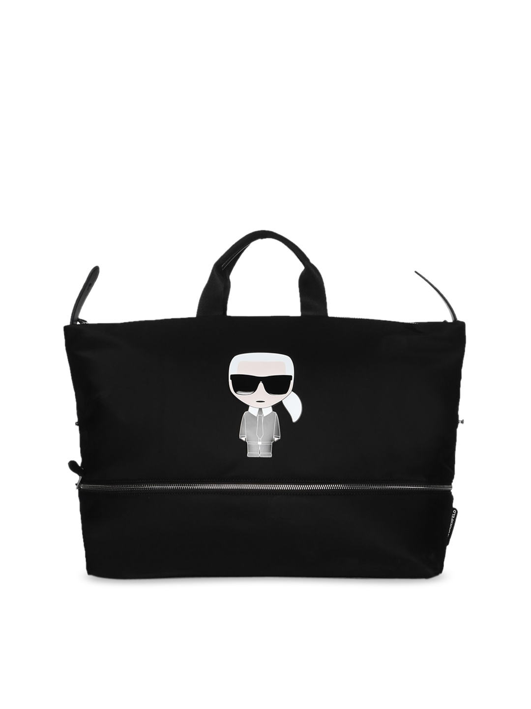 

LAGERFELD Black Leather Oversized Shopper Tote Bag