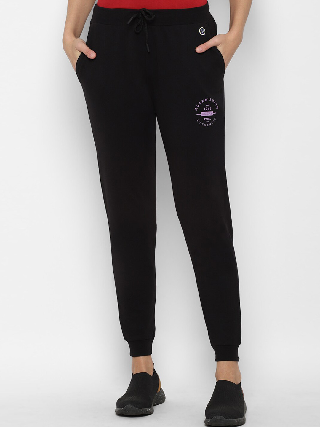 

Allen Solly Woman Women Black Solid Cotton Joggers
