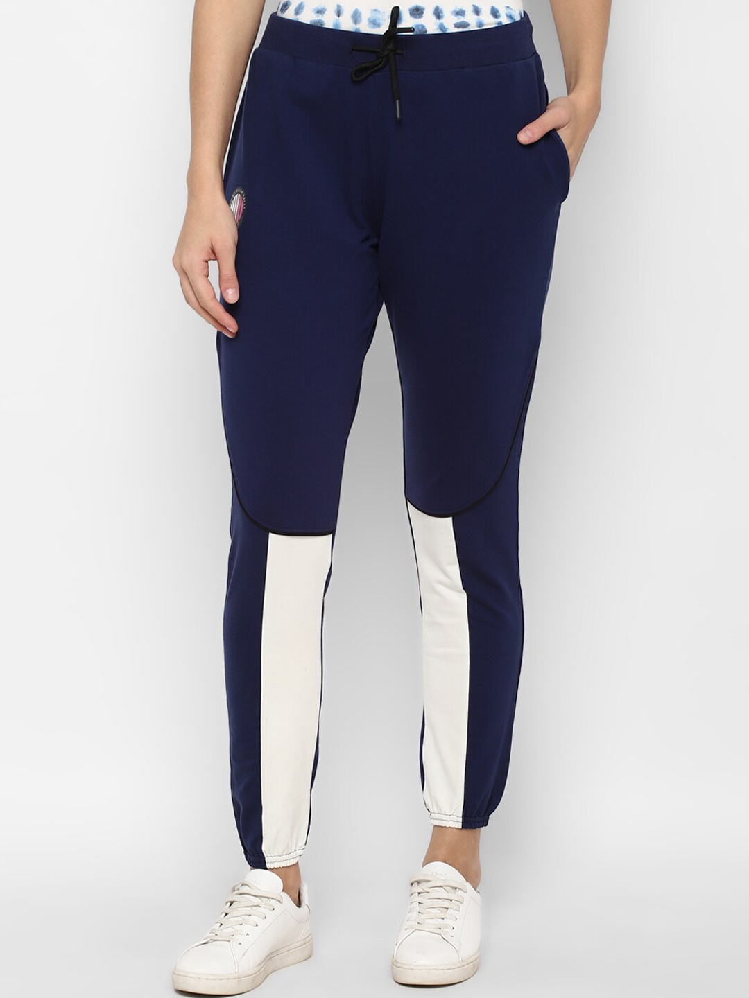 

Allen Solly Woman Women Navy Blue & White Colorblocked Joggers