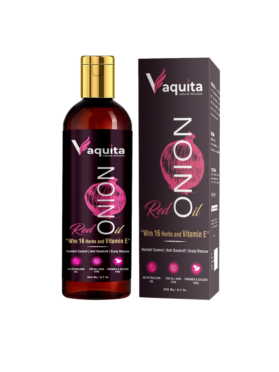 

VAQUITA Onion Red Oil with 16 Herbs and Vitamin E - 200ml, Purple