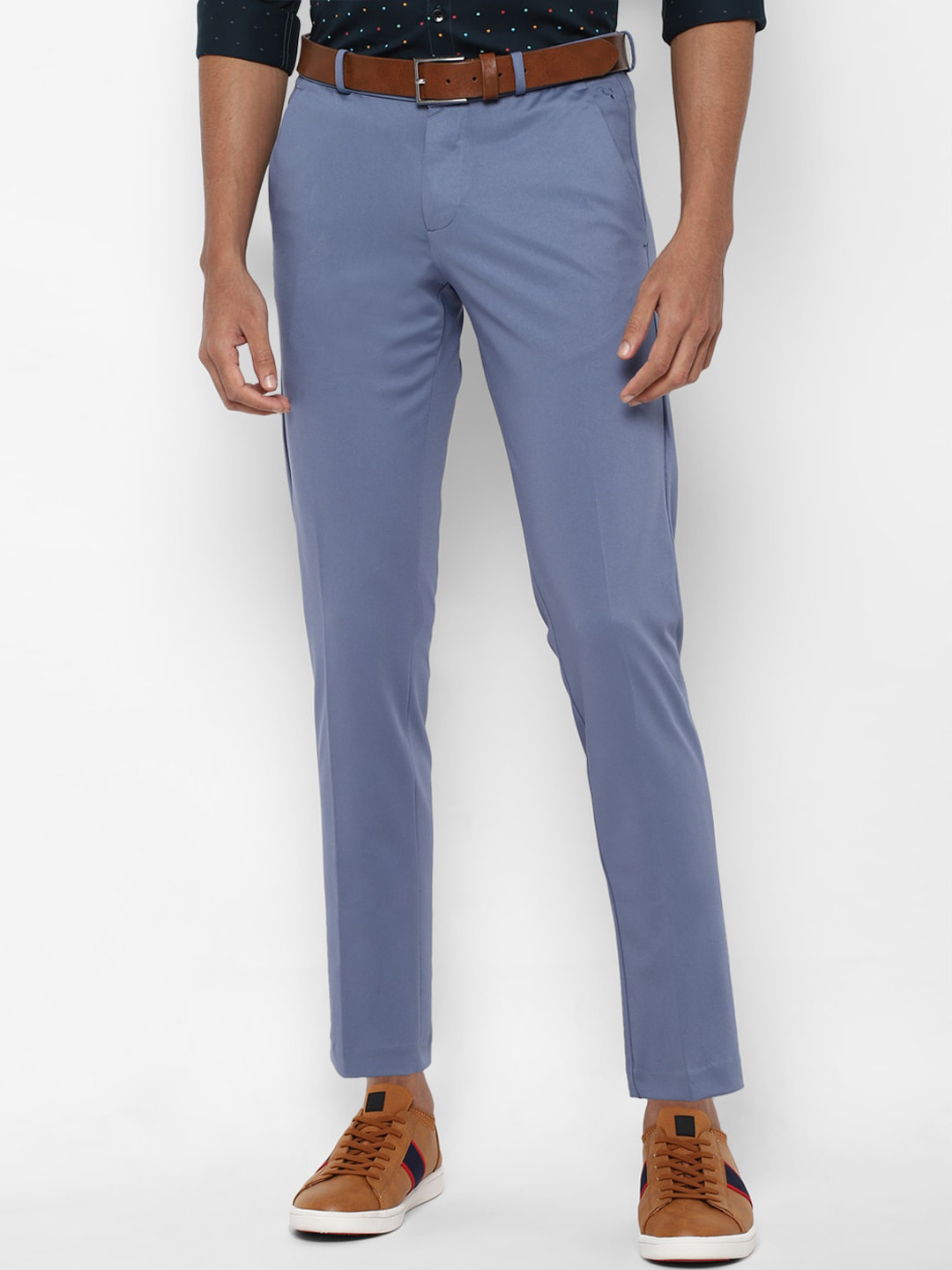 

Allen Solly Men Blue Solid Slim Fit Trousers