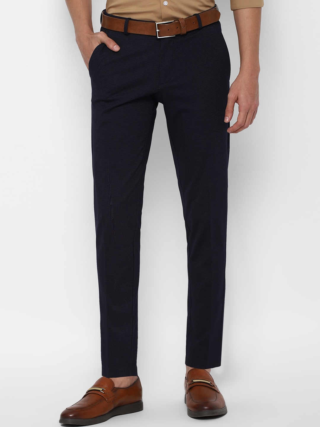 

Allen Solly Men Navy Blue Slim Fit Trousers