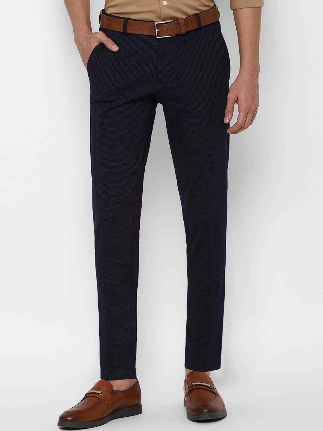 

Allen Solly Men Navy Blue Slim Fit Trousers