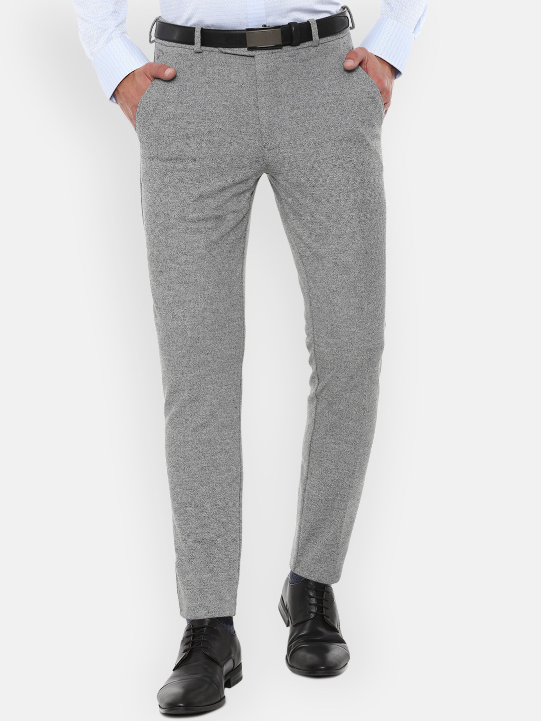 

Louis Philippe Permapress Men Grey Trousers
