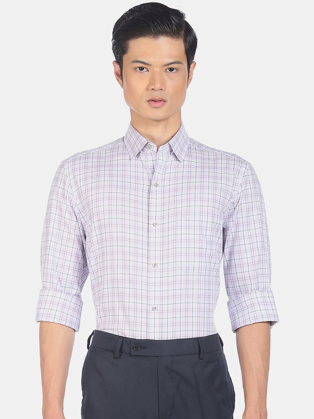 

Arrow Men Lavender Checked Pure Cotton Casual Shirt