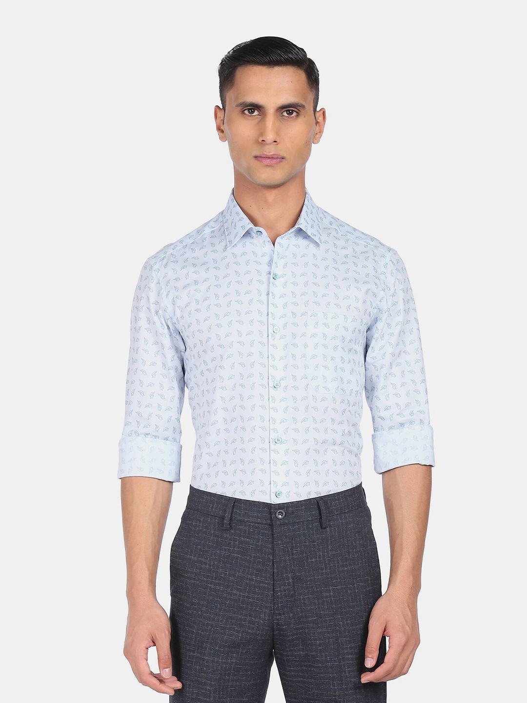 

Arrow Men Blue Floral Printed Pure Cotton Formal Shirt
