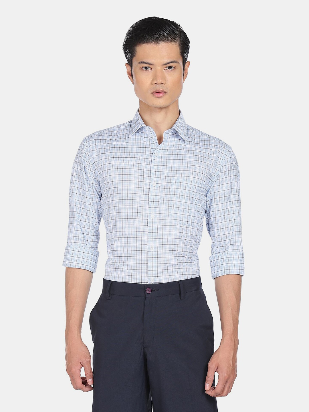 

Arrow Men Blue Checked Pure Cotton Casual Shirt