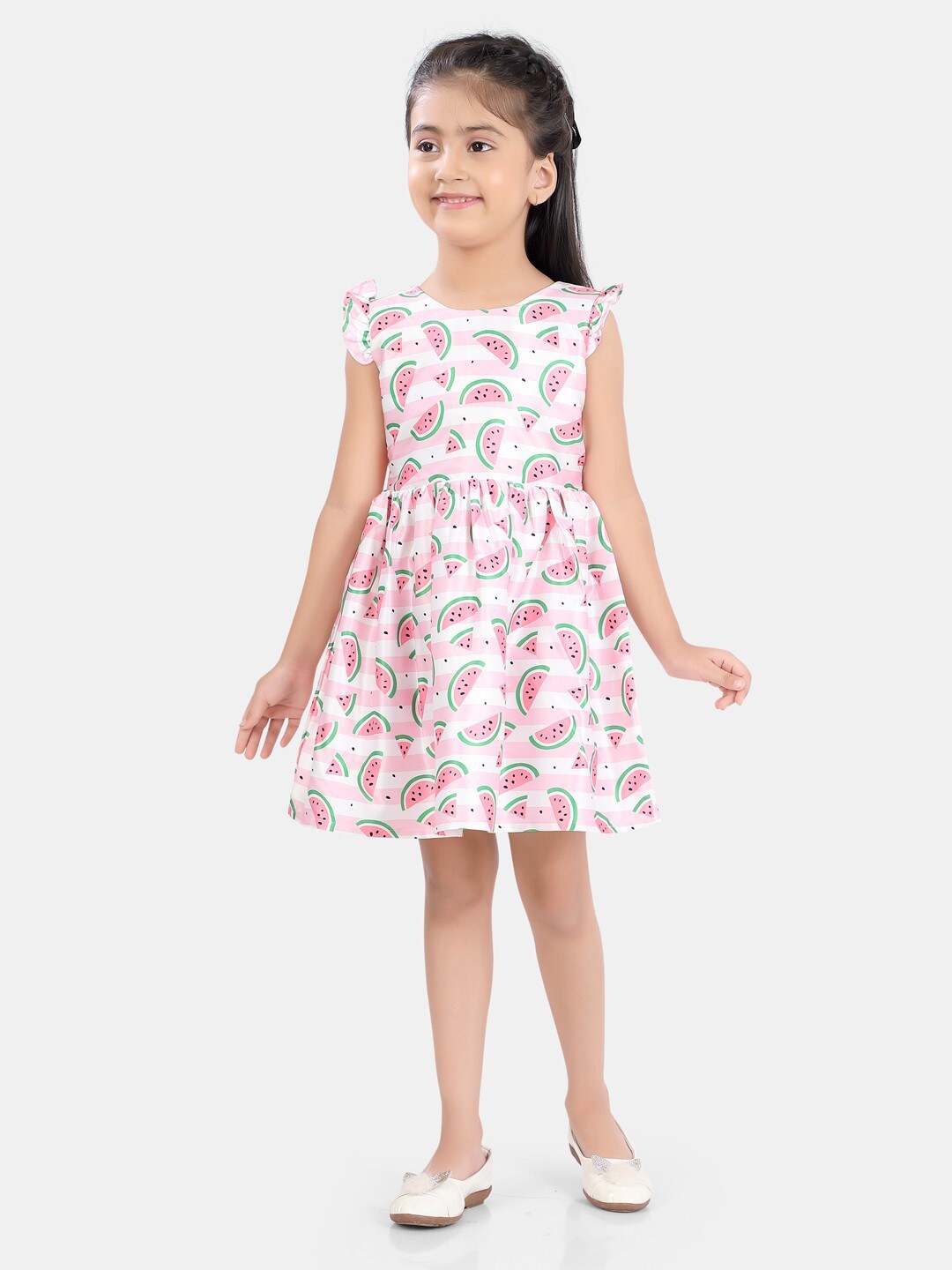

POPLINS Pink & White Graphic Printed Dress