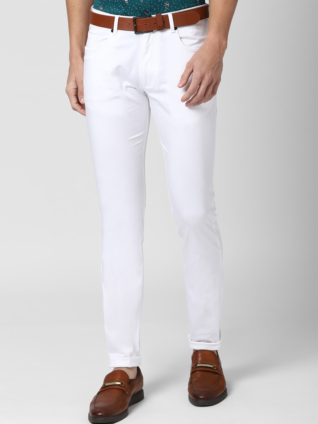 

V Dot Men White Skinny Fit Trousers