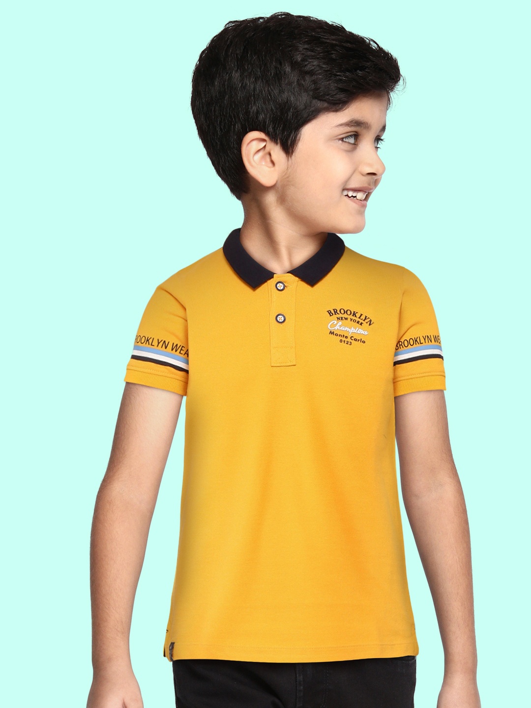 

Monte Carlo Boys Mustard Yellow Polo Collar Cotton T-shirt