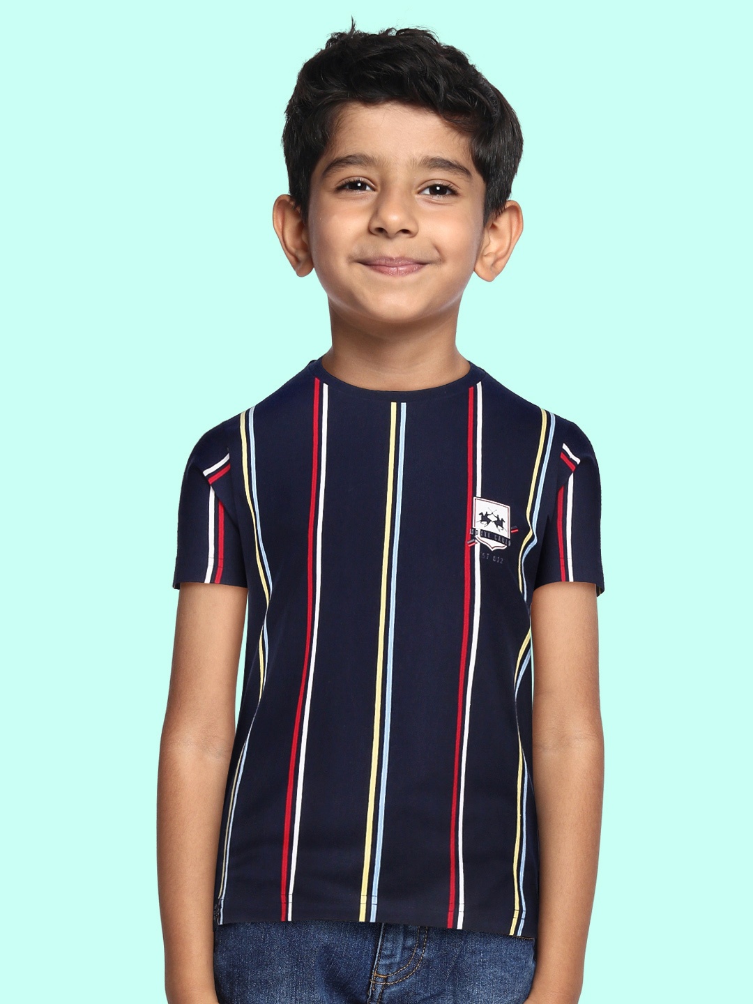 

Monte Carlo Boys Navy Blue & Red Striped T-shirt