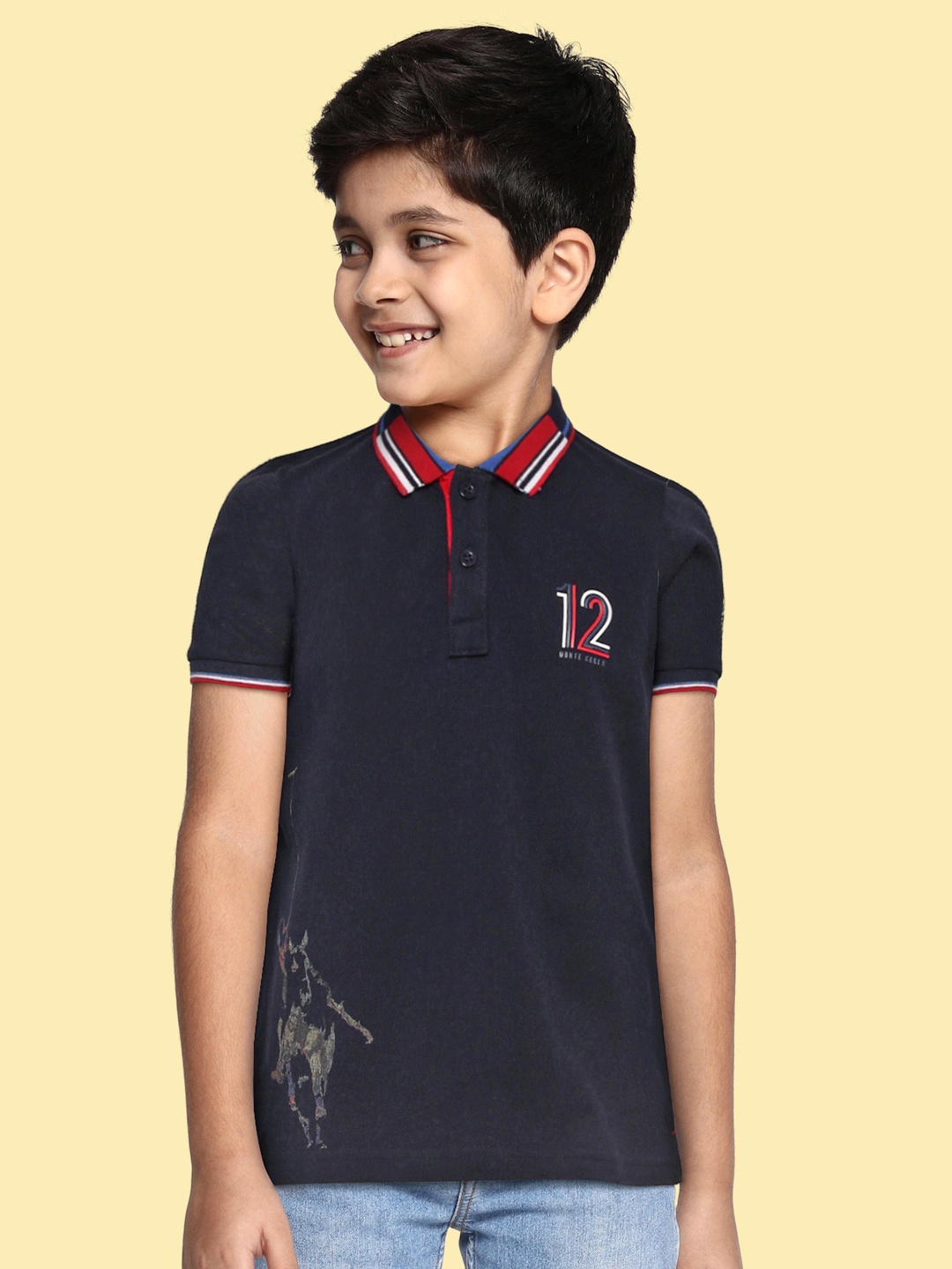 

Monte Carlo Boys Navy Blue Polo Collar Pure Cotton T-shirt