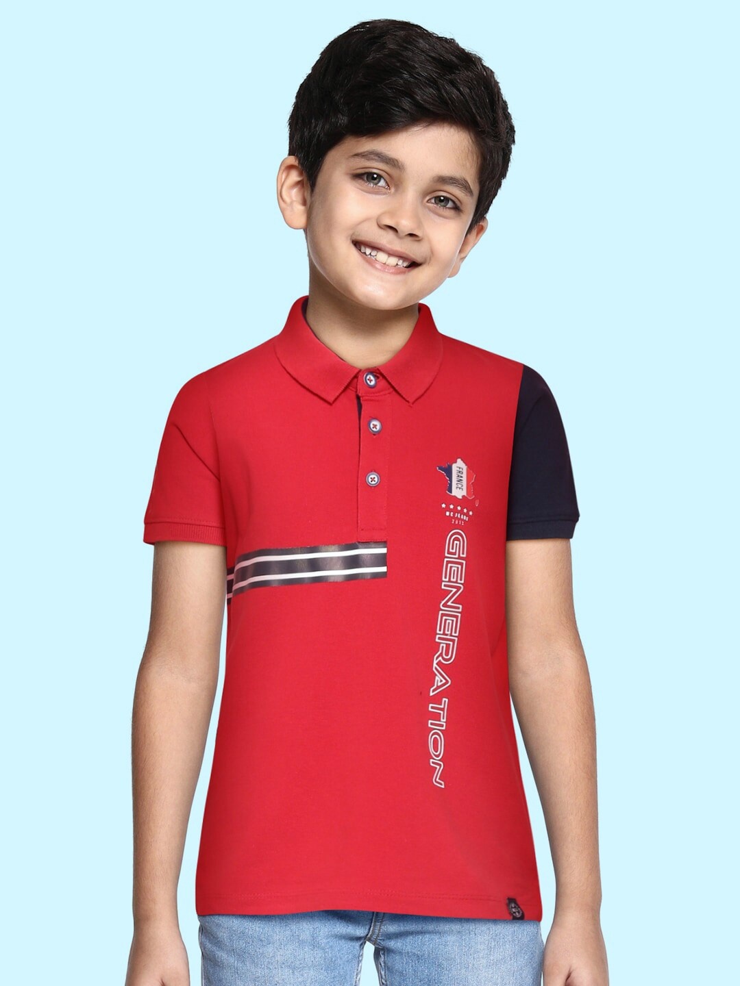 

Monte Carlo Boys Maroon & White Typography Printed Polo Collar Pure Cotton T-shirt