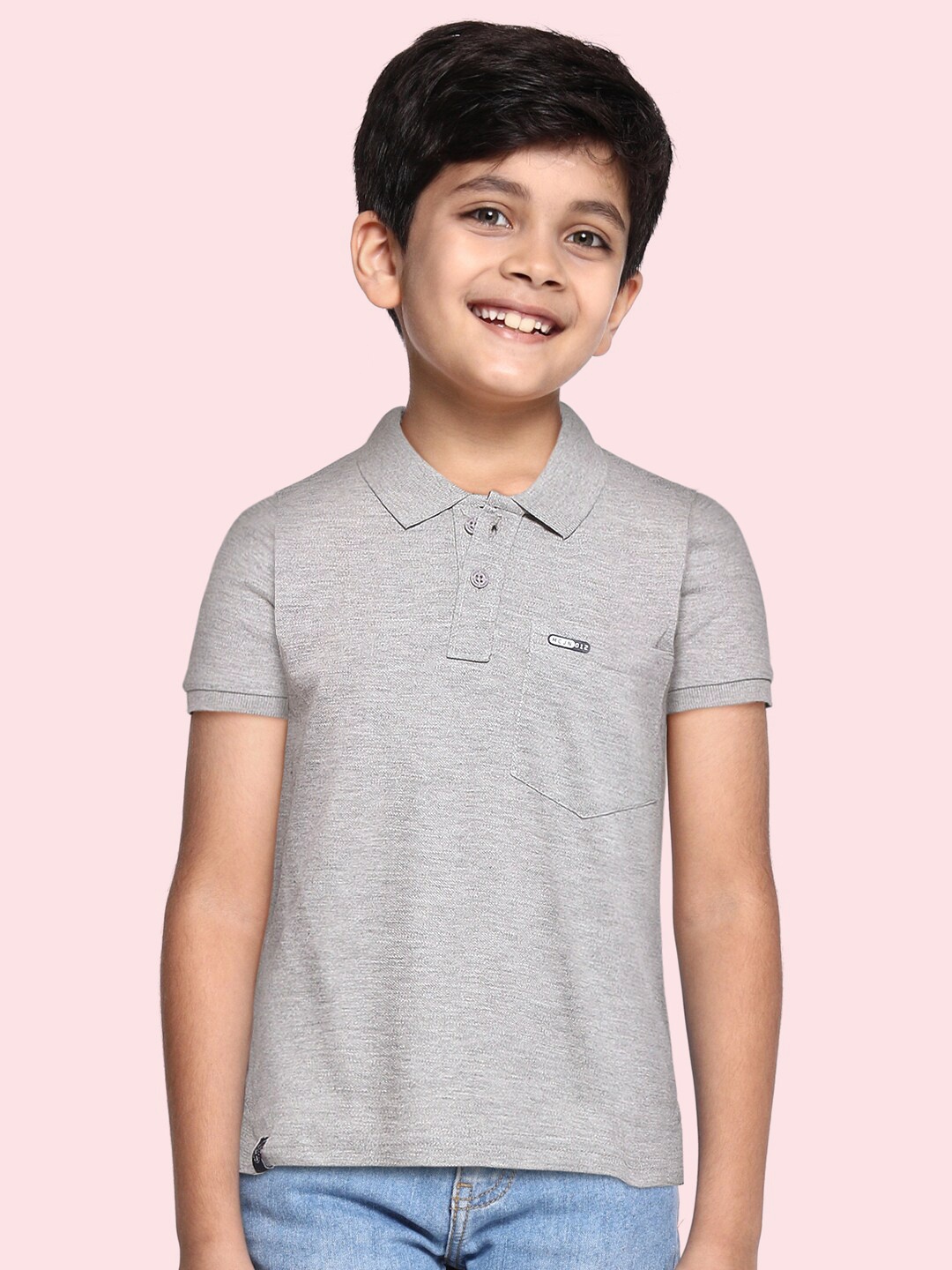 

Monte Carlo Boys Grey Melange Polo Collar Pure Cotton T-shirt