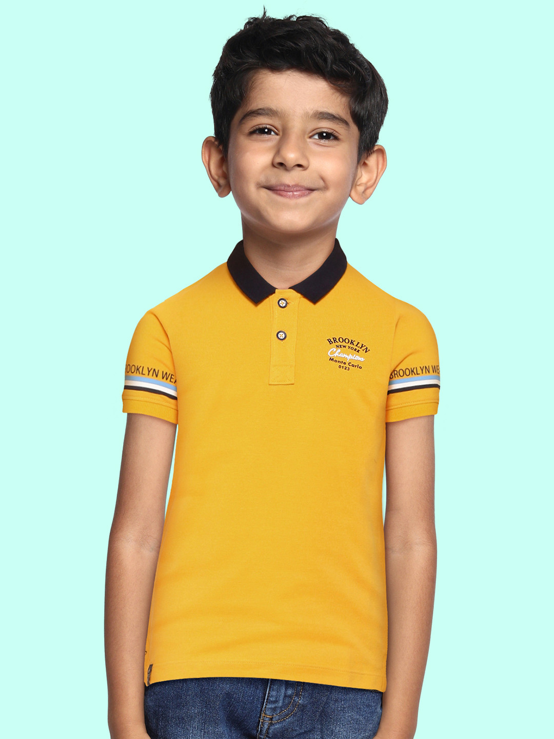 

Monte Carlo Boys Mustard Yellow Polo Collar Cotton T-shirt