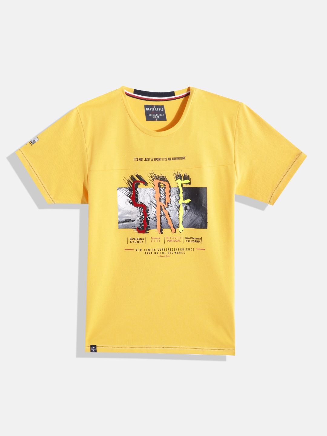 

Monte Carlo Boys Yellow & Charcoal Grey Printed T-shirt
