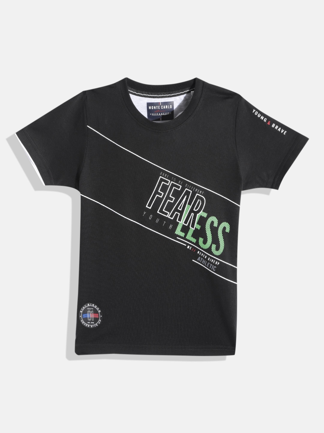 

Monte Carlo Boys Black & White Typography Printed Pure Cotton T-shirt
