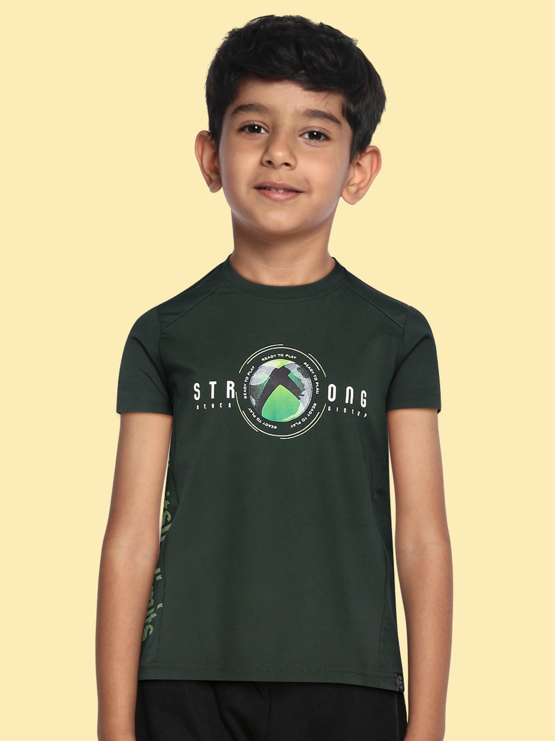 

Monte Carlo Boys Green & White Printed T-shirt